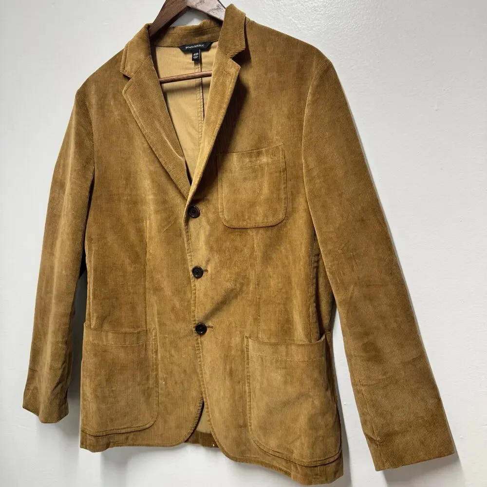 Banana Republic Mens 40R Brown Corduroy Blazer Sport Coat Cotton Academia Preppy